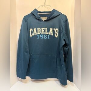 Cabela's Blue and White Hoodie Sweatshirt